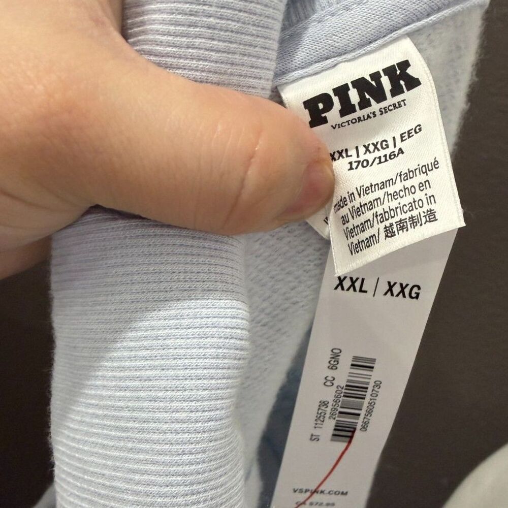 PINK by Victoria’s Secret Pullover Sweatshirt Size 2XL XXL Powder Baby Blue NWT - Picture 6 of 7